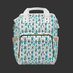 Teal Skull Diaper Backpack — 'Cursed by Cuteness' Multifunctional Baby Bag with Changing Pad