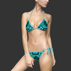 Hawaii Floral Bikini Swimsuit — Bright Teal Tropical String Bikini