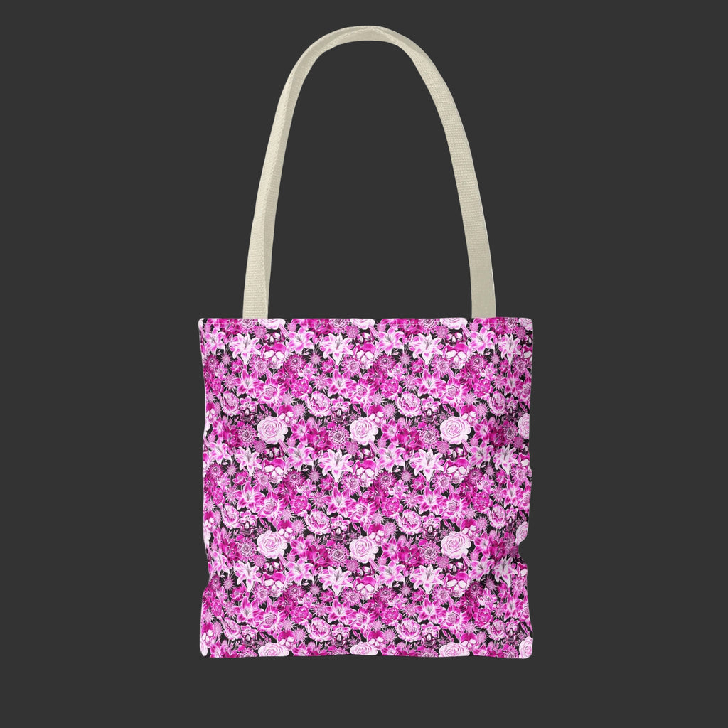 Cute Pink & Black Skull Floral Tote Bag — Reusable Everyday Beach Shopping Bag