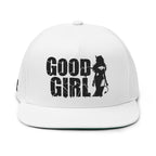Flat Bill Cap — "Good Girl" Embroidered Devil Girl Snapback