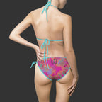 "NON CURO" Tie-Dye Bikini Swimsuit — Bold & Light Pink Splash