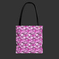 Cute Pink & Black Skull Floral Tote Bag — Reusable Everyday Beach Shopping Bag