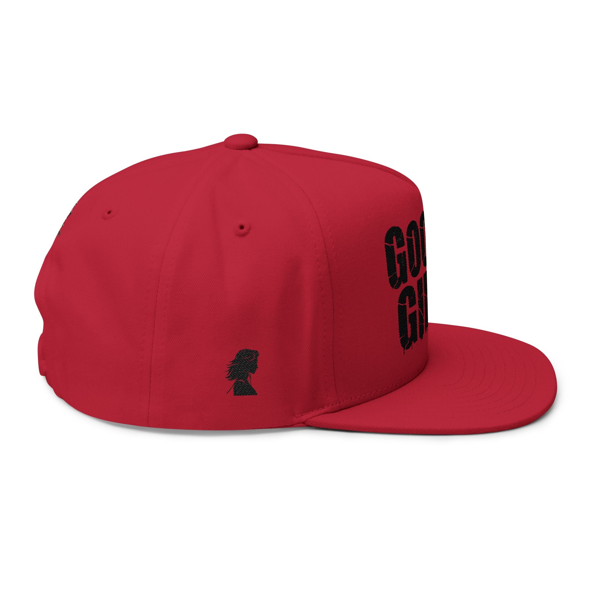 Flat Bill Cap — "Good Girl" Embroidered Devil Girl Snapback