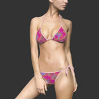 "NON CURO" Tie-Dye Bikini Swimsuit — Bold & Light Pink Splash
