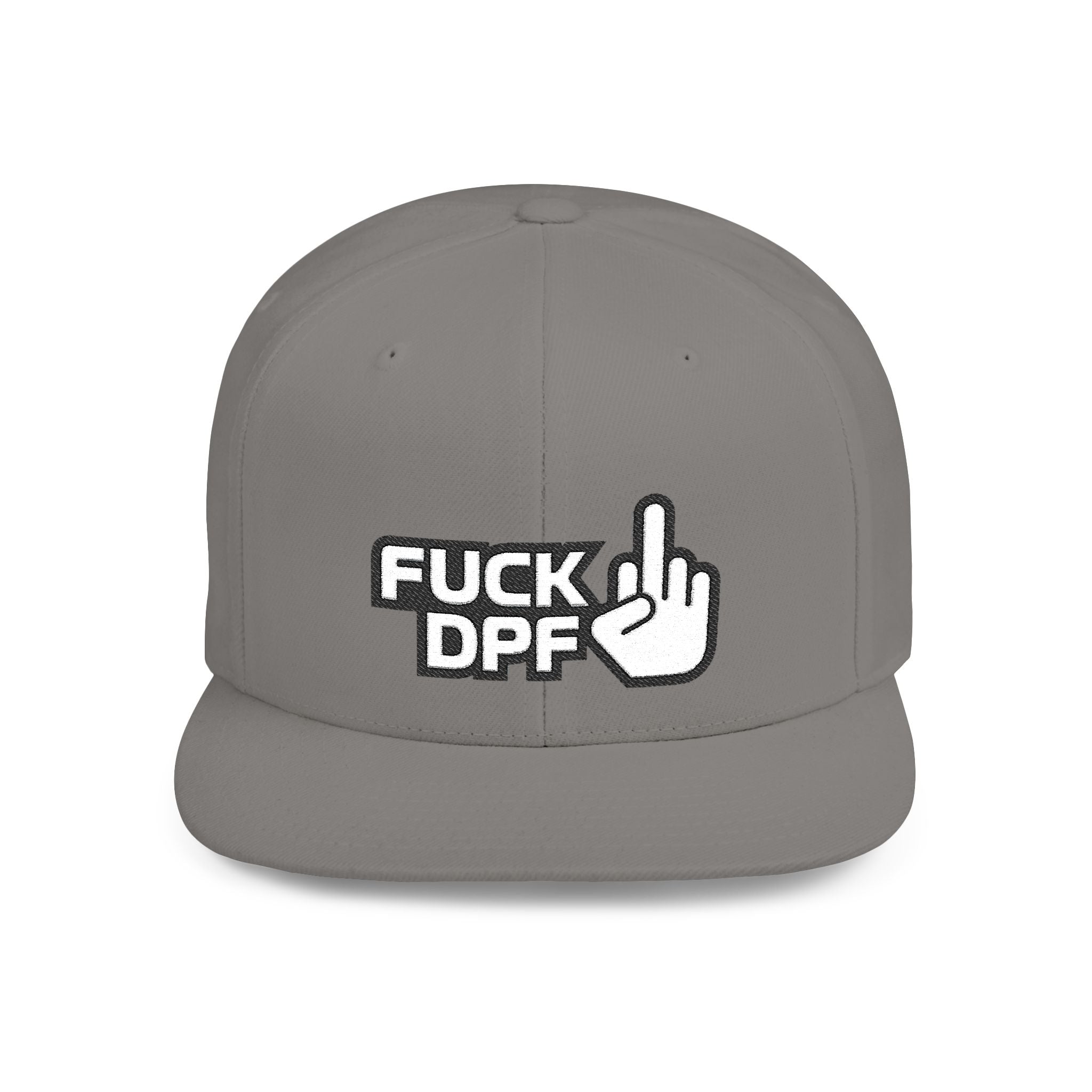 Flat Bill Snapback Hat — "F*** DPF" Embroidered Middle Finger Streetwear Cap