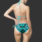 Hawaii Floral Bikini Swimsuit — Bright Teal Tropical String Bikini