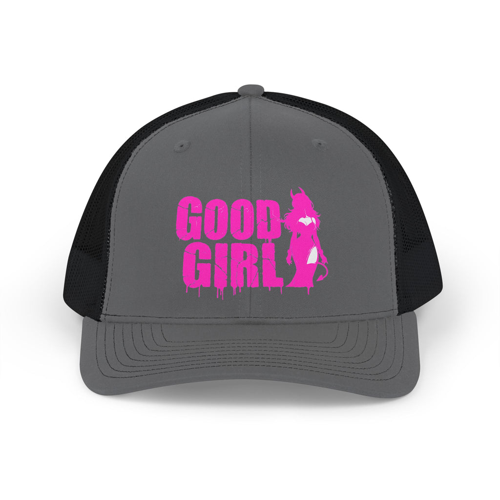 Good Girl Trucker Cap — Pink Graphic Snapback Hat