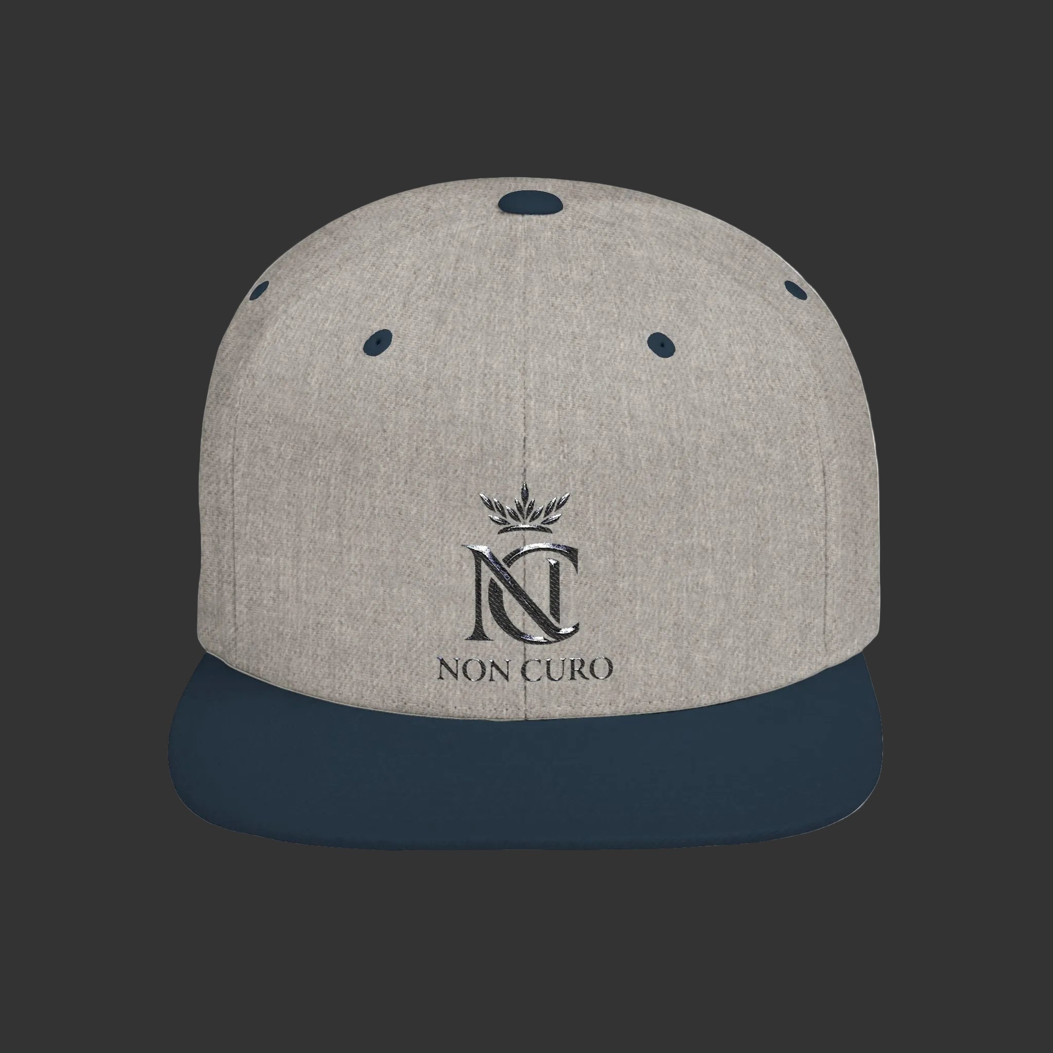 Laurel Crest Flat Bill Snapback Hat — Embroidered "NON CURO" Logo