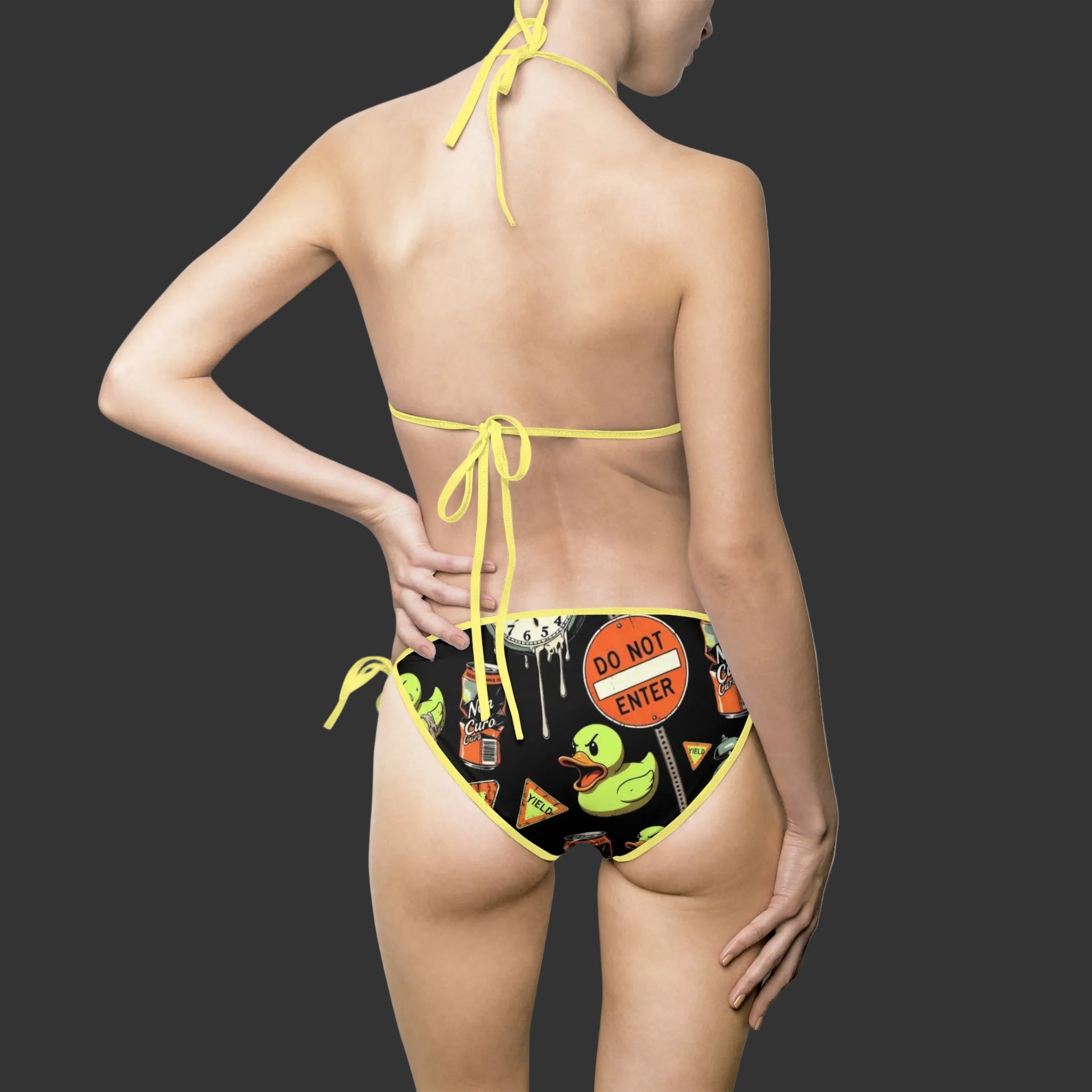 RUBBER DUCKY "DO NOT ENTER" BIKINI SWIMSUIT — NOVELTY YIELD SIGN SWIMWEAR