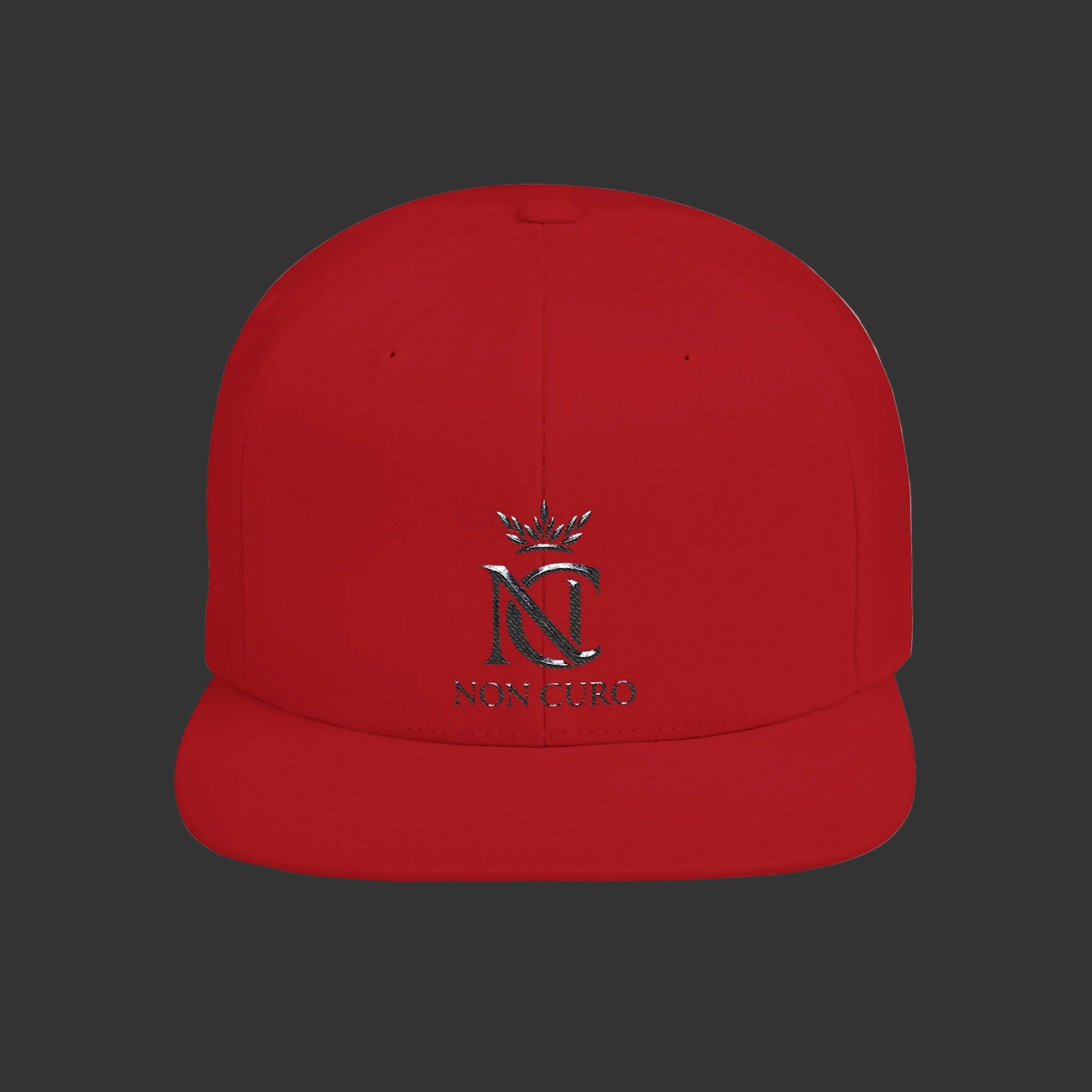 Laurel Crest Flat Bill Snapback Hat — Embroidered "NON CURO" Logo
