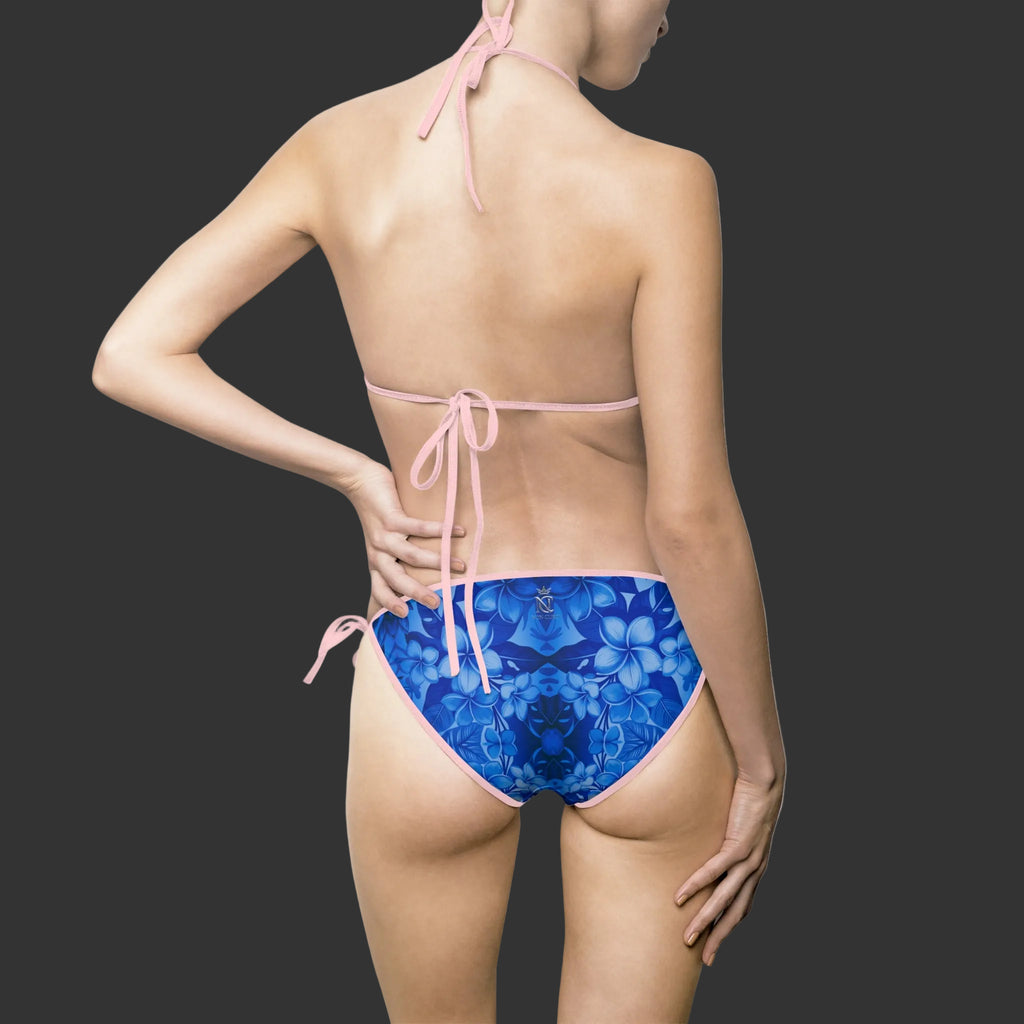 Electric Blue Floral Bikini — Floral Pool & Vegas Swimwear for Tanned Skin