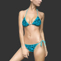 Teal Floral and skulls  — Women's String Bikini Swimsuit