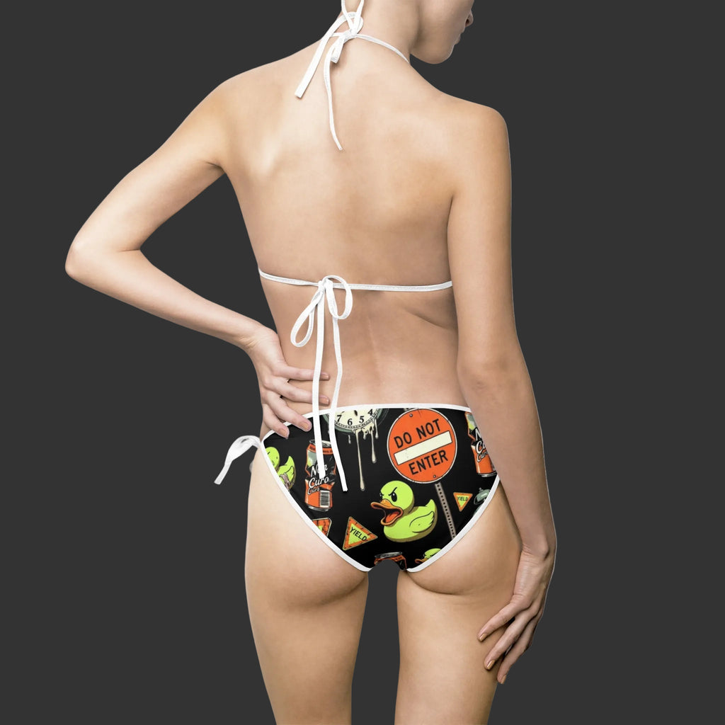 RUBBER DUCKY "DO NOT ENTER" BIKINI SWIMSUIT — NOVELTY YIELD SIGN SWIMWEAR