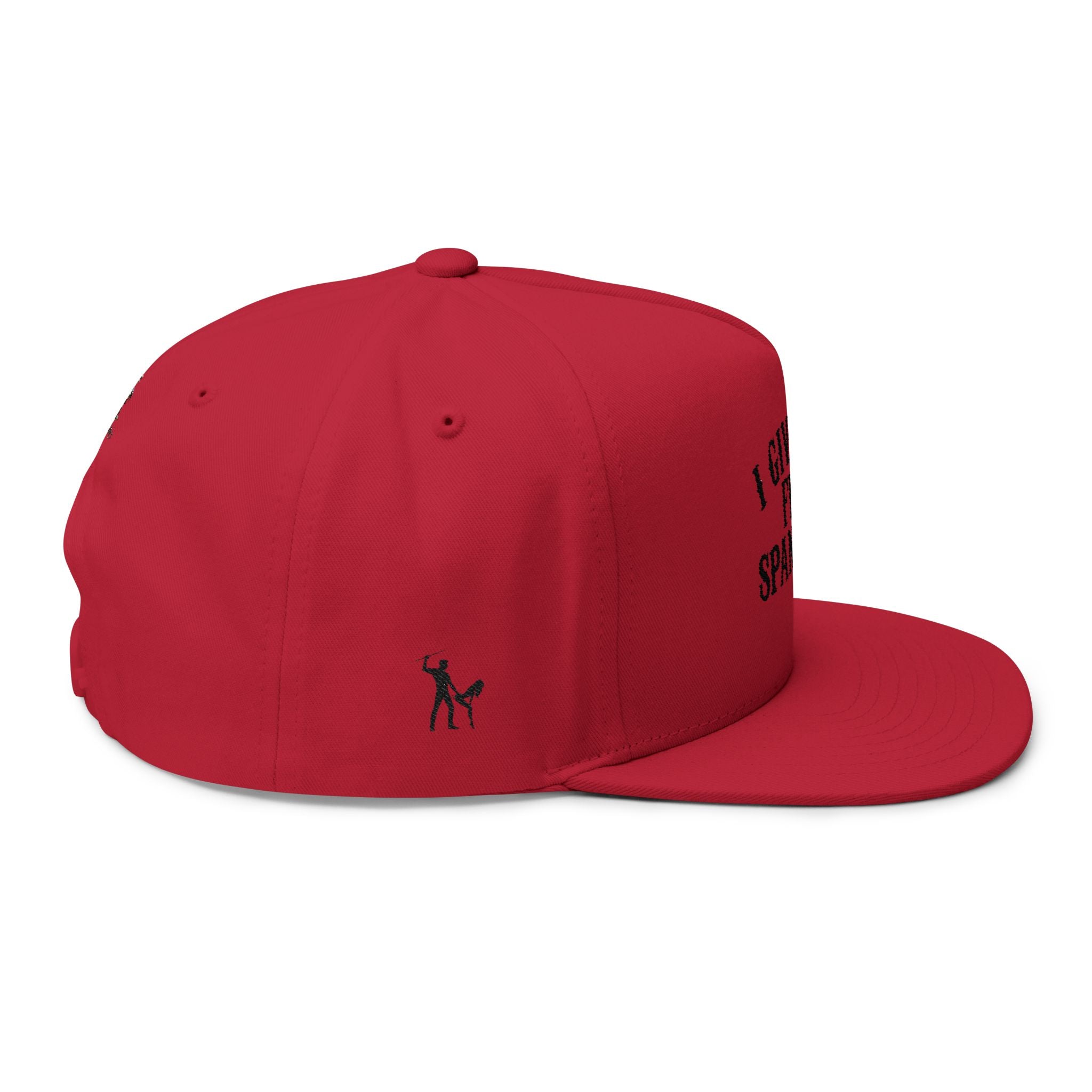Flat Bill Cap — "I Give Out Free Spankings" Embroidered Snapback