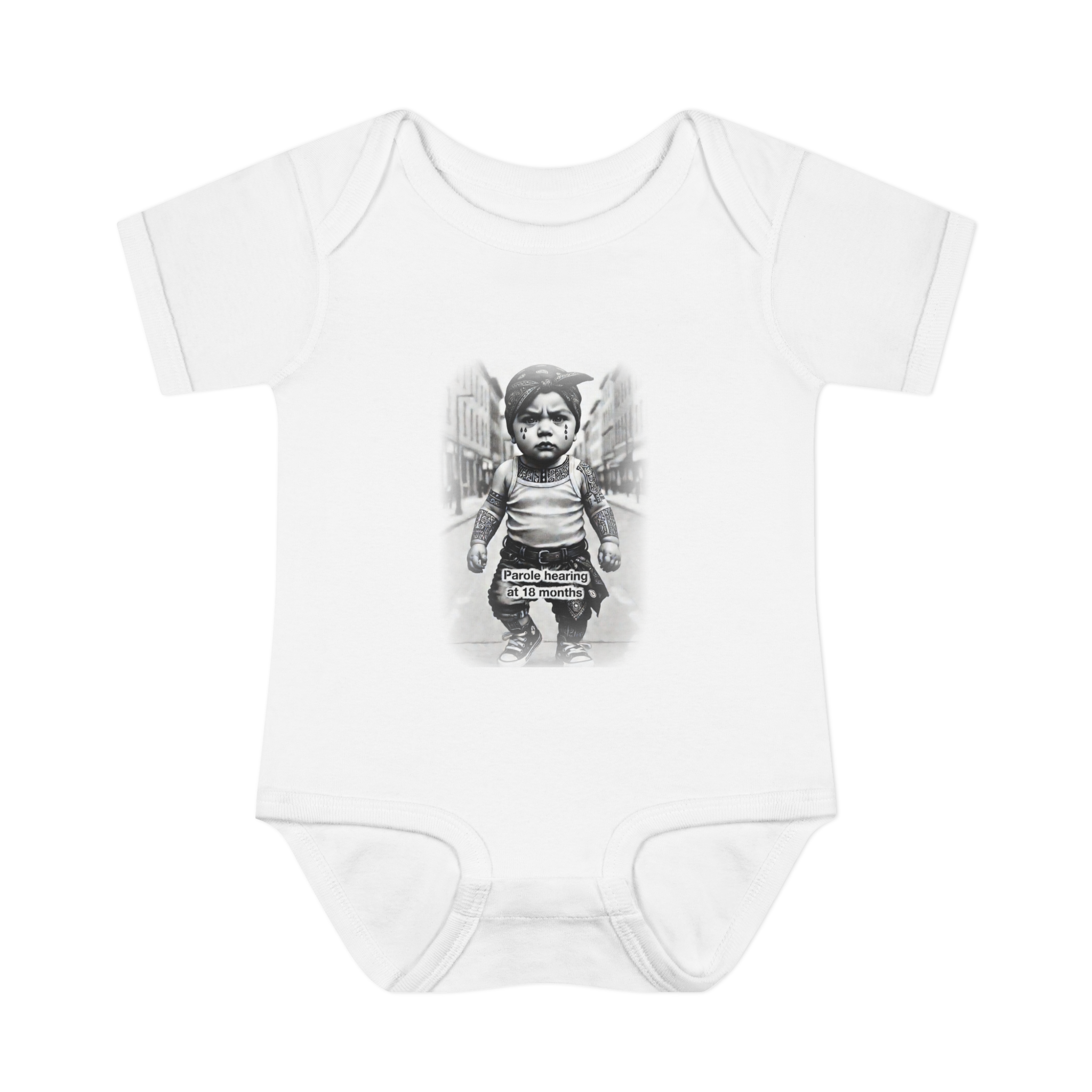 INFANT BODYSUIT  "FRESH OUT THE PIN" BABY WITH TATTOOS
