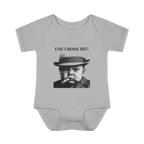 Infant Bodysuit — "Use Cross Me?" Vintage Mobster Baby Graphic