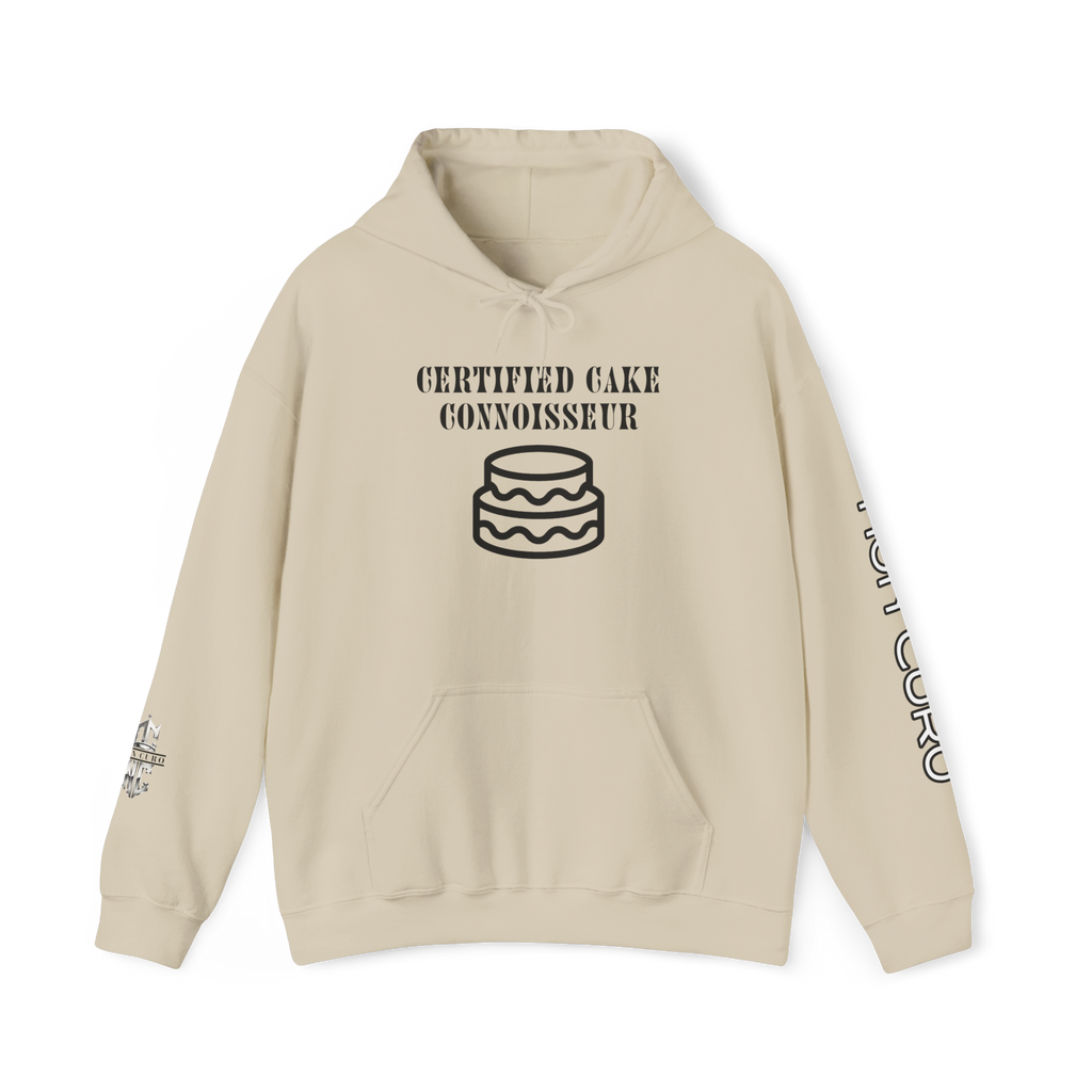 CERTIFIED CAKE CONNOISSEUR HOODIE — GIRL OUTLINE "NICE ASS" GRAPHIC