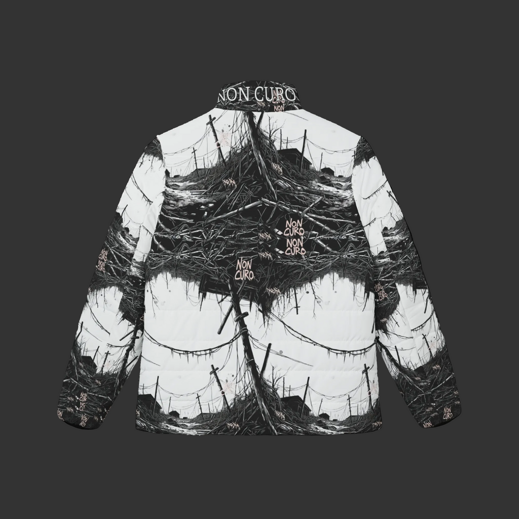 "NON CURO" WOMEN'S PUFFER JACKET — "STRANGER THINGS"  SETTING ALL OVER PRINT