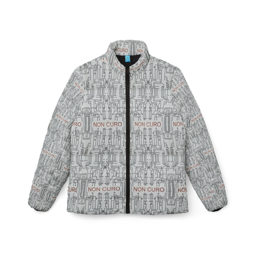 "NON CURO" WOMEN'S PUFFER JACKET —WHITE CIRCUIT-BOARD WINTER COAT