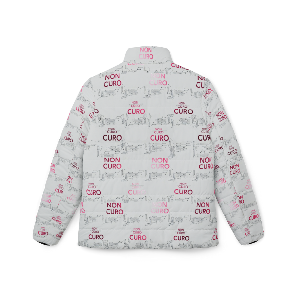 "NON CURO" WOMEN'S PUFFER JACKET —WHITE CIRCUIT-BOARD WINTER COAT