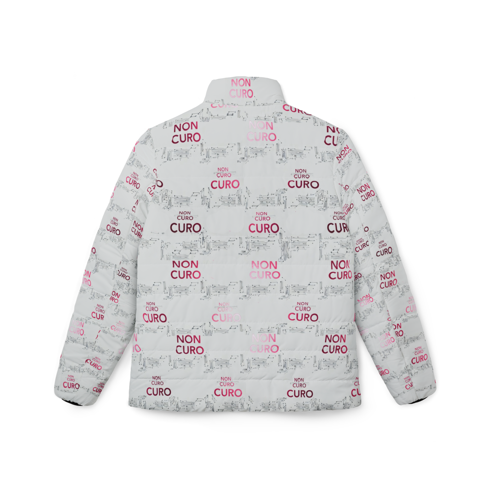"NON CURO" WOMEN'S PUFFER JACKET —WHITE CIRCUIT-BOARD WINTER COAT