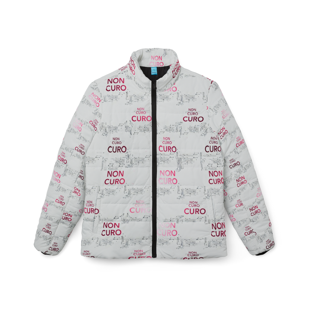 "NON CURO" WOMEN'S PUFFER JACKET —WHITE CIRCUIT-BOARD WINTER COAT