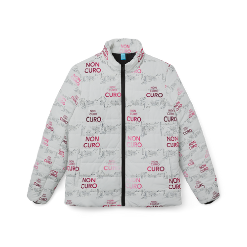 "NON CURO" WOMEN'S PUFFER JACKET —WHITE CIRCUIT-BOARD WINTER COAT