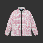 WOMEN’S PUFFER JACKET — “NON CURO” PINK CIRCUIT-BOARD WINTER COAT