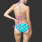 Polka Dot "You Will Look Delicious" Bikini Swimsuit — NON CURO White/Black/Pink/Purple