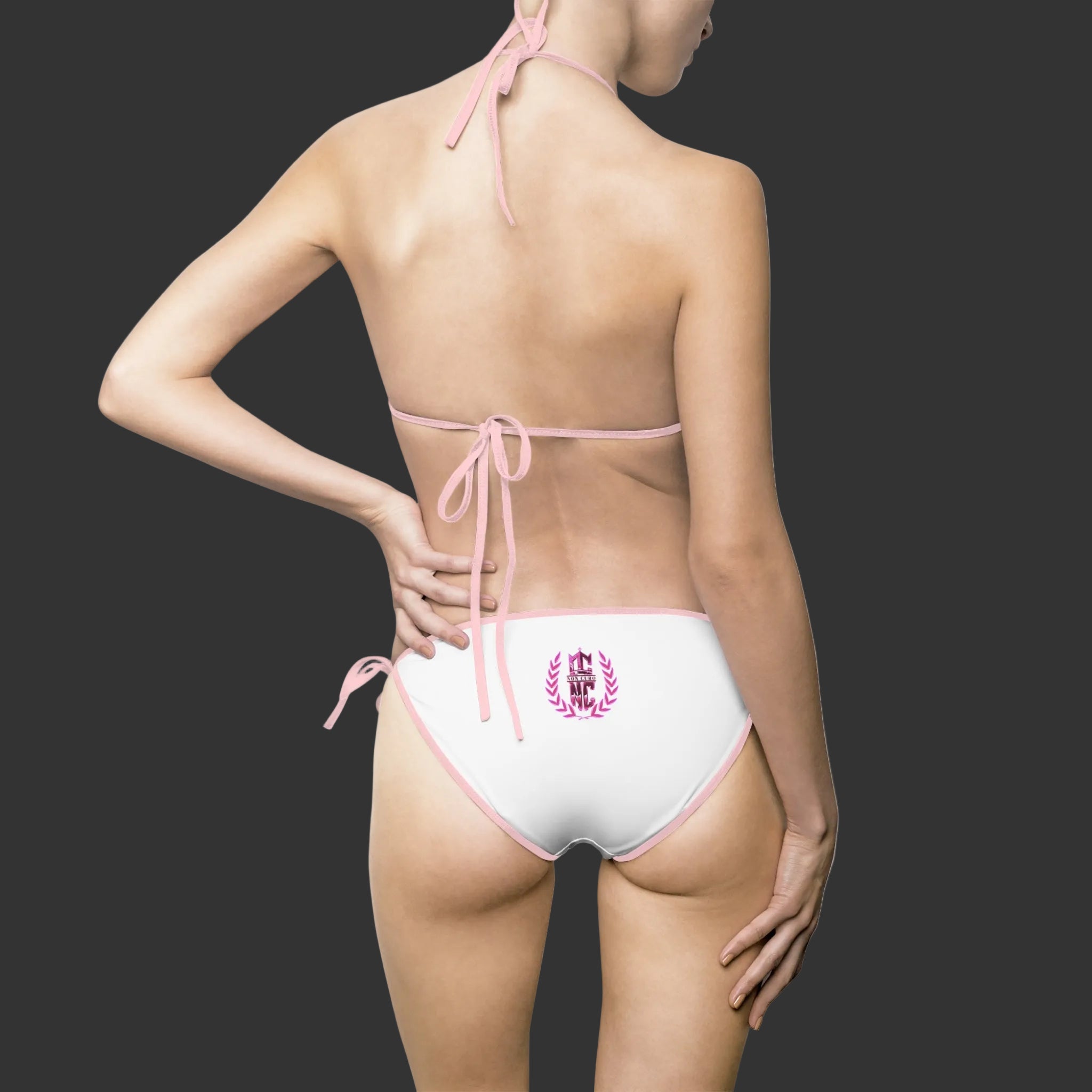 "Non Curo" Women's Bikini Swimsuit — Pink Sunglasses & Branded Bottoms