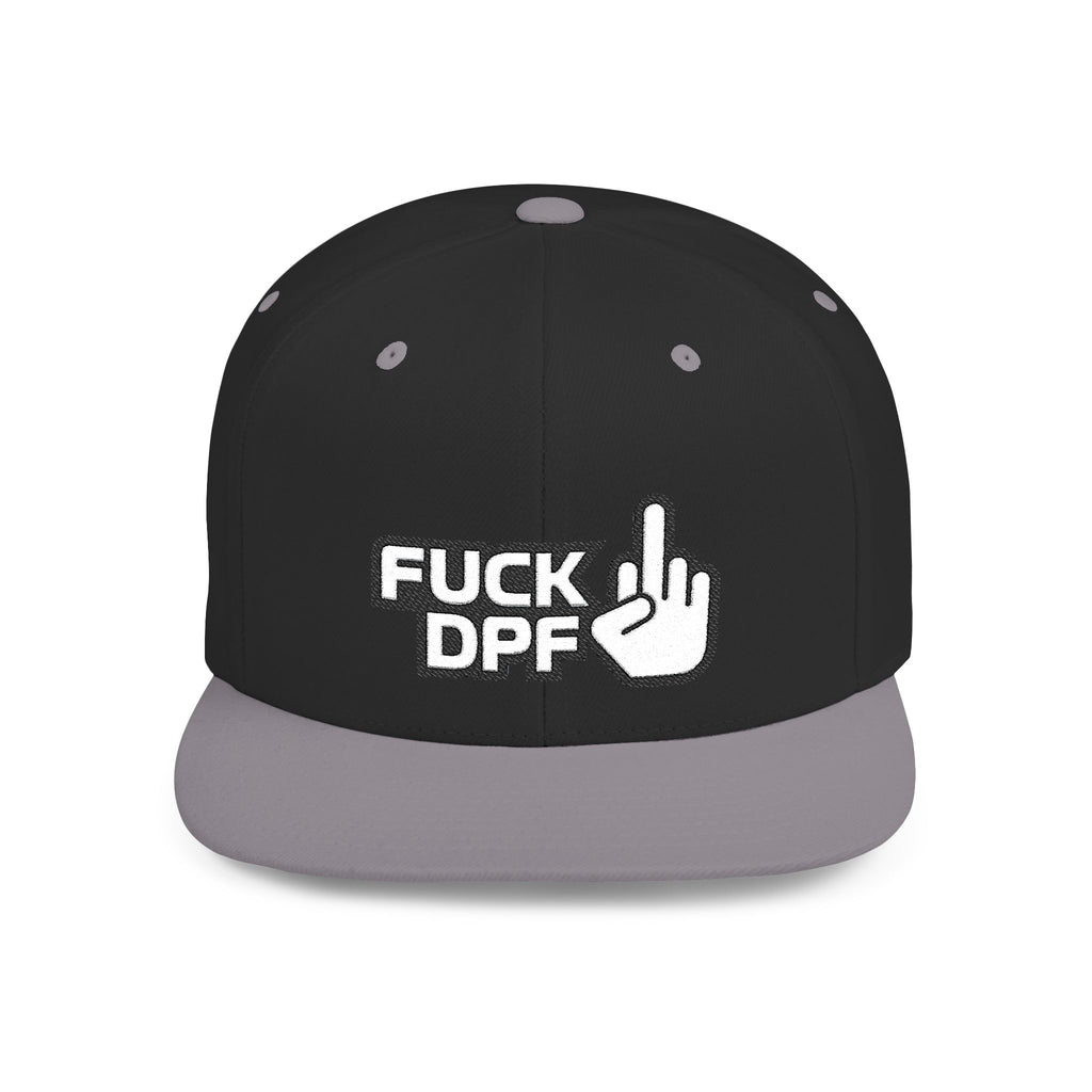 Flat Bill Snapback Hat — "F*** DPF" Embroidered Middle Finger Streetwear Cap