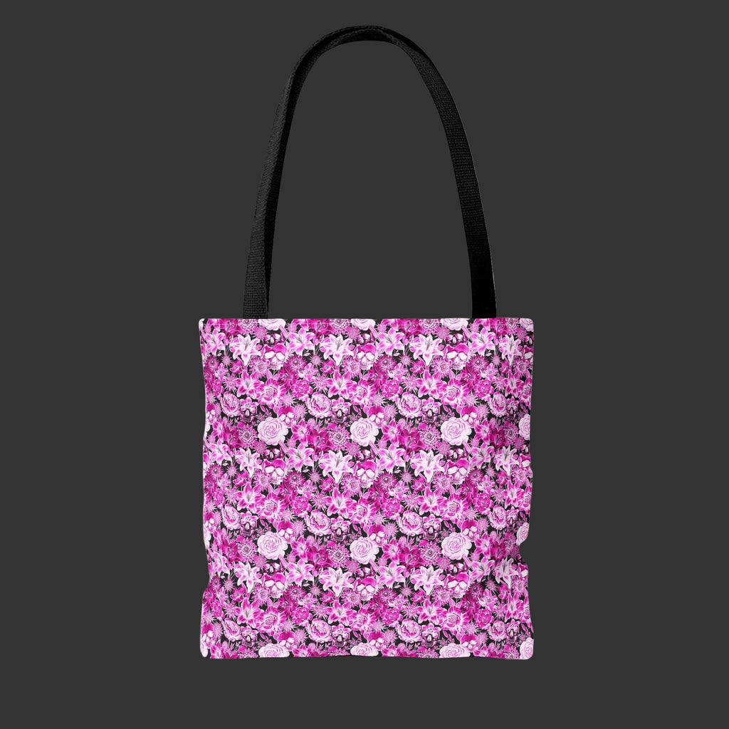 Cute Pink & Black Skull Floral Tote Bag — Reusable Everyday Beach Shopping Bag