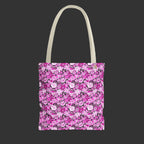 Cute Pink & Black Skull Floral Tote Bag — Reusable Everyday Beach Shopping Bag