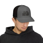 Snapback Trucker Cap — "I'll Be Your Next Mistake" Distressed Text Hat