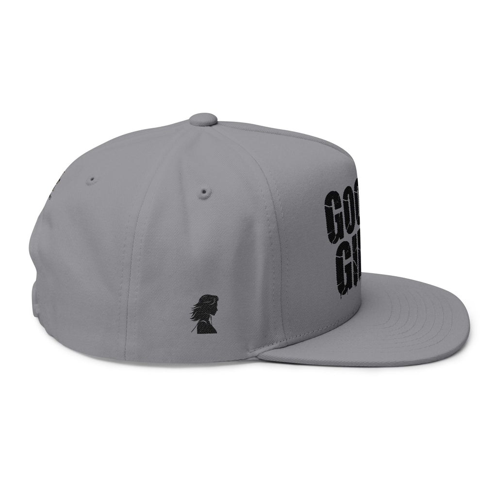 Flat Bill Cap — "Good Girl" Embroidered Devil Girl Snapback