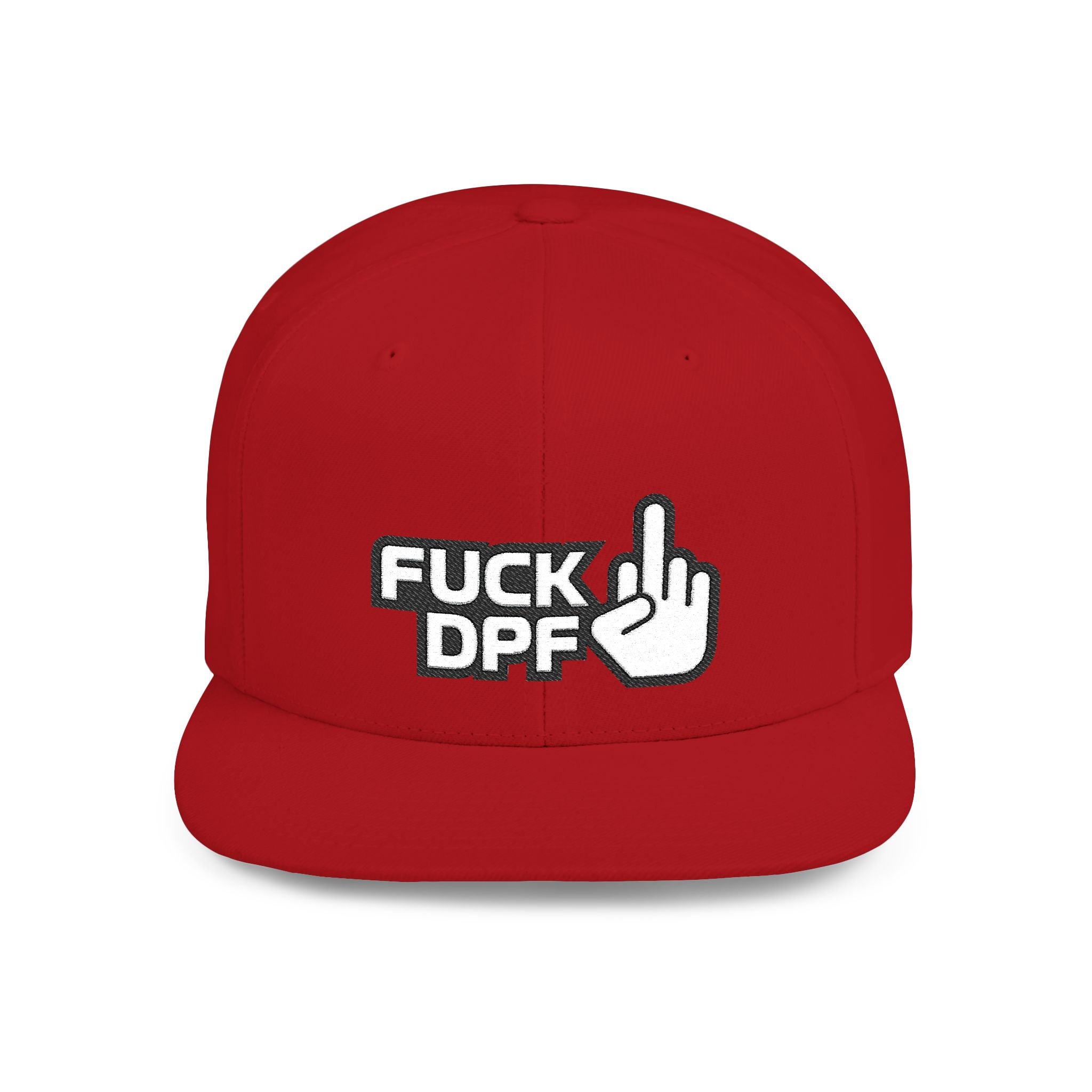 Flat Bill Snapback Hat — "F*** DPF" Embroidered Middle Finger Streetwear Cap