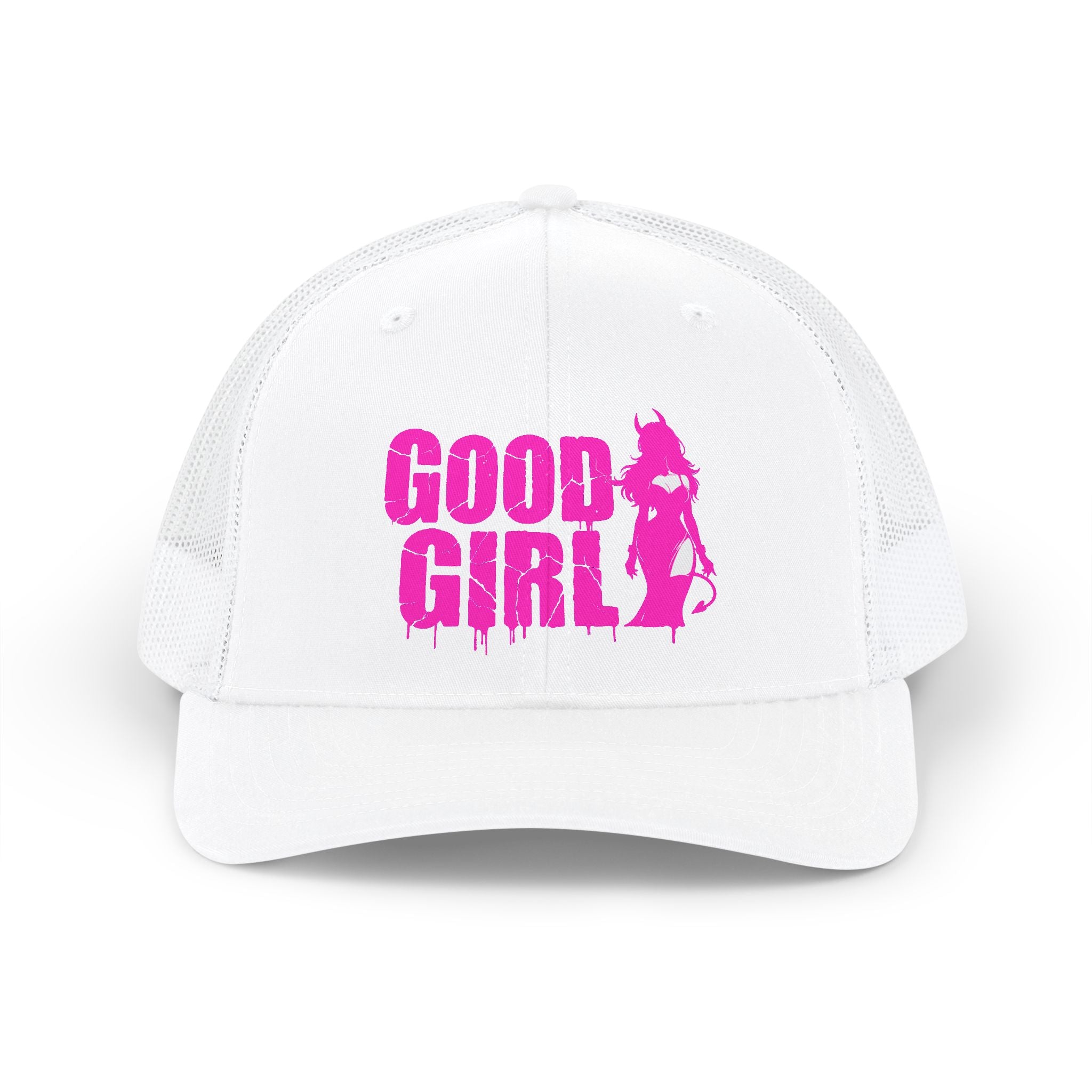 Good Girl Trucker Cap — Pink Graphic Snapback Hat