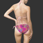 "NON CURO" Tie-Dye Bikini Swimsuit — Bold & Light Pink Splash