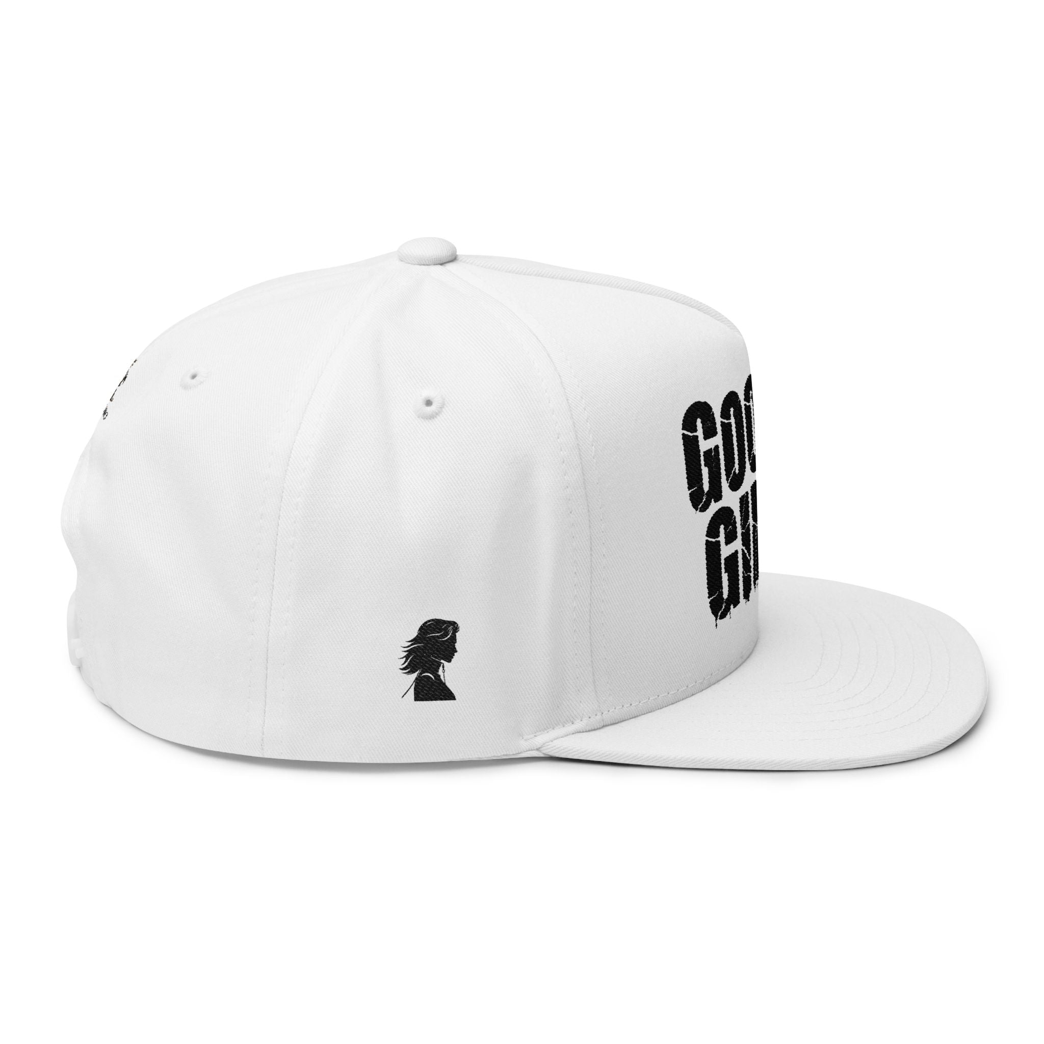 Flat Bill Cap — "Good Girl" Embroidered Devil Girl Snapback