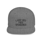 Snapback Hat — "I Give Out Free Spankings" Embroidered Flat Bill Cap