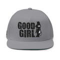 Flat Bill Cap — "Good Girl" Embroidered Devil Girl Snapback