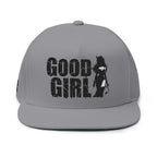Flat Bill Cap — "Good Girl" Embroidered Devil Girl Snapback