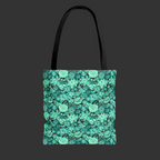 Turquoise Skull & Floral Pattern Tote Bag — All-Over-Print