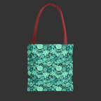 Turquoise Skull & Floral Pattern Tote Bag — All-Over-Print