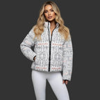 "NON CURO" WOMEN'S PUFFER JACKET —WHITE CIRCUIT-BOARD WINTER COAT